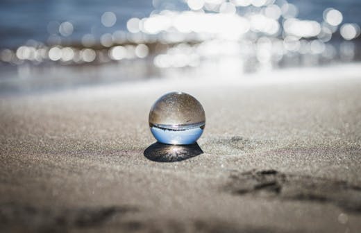 Water droplet on a sandy beach